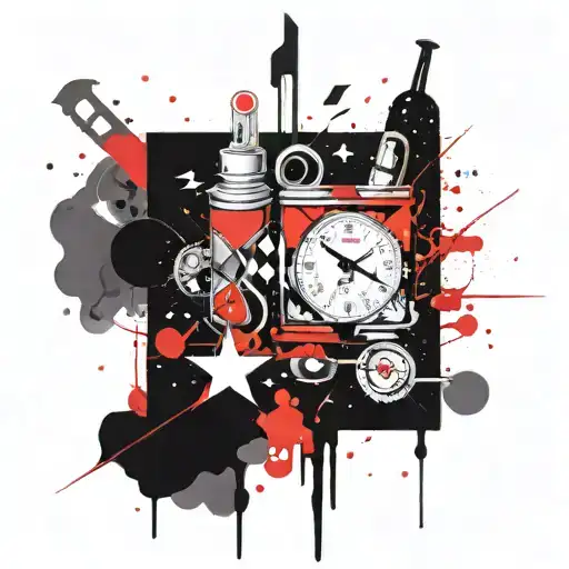 A constellation of love-themed symbols intertwined with pharmacy tools tattoo design idea