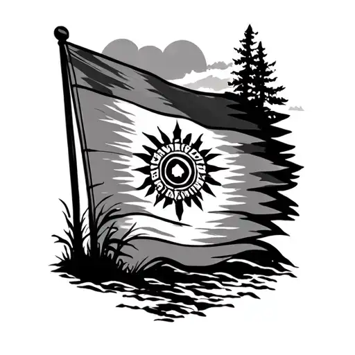 Haudonosaunee Flag in nature tattoo design idea