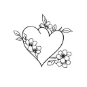 double heart and flowers tattoo design idea