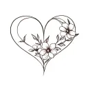 double heart and flowers tattoo design idea
