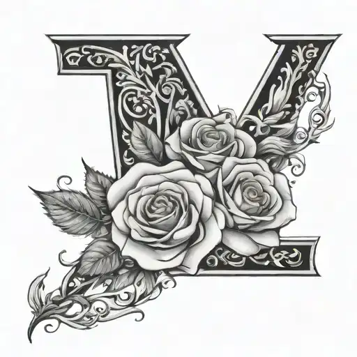 love, roses, fire the letters J and M  tattoo design idea