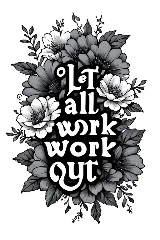 "Let it all work out " flowers surrounding the text spine tattoo tattoo design idea