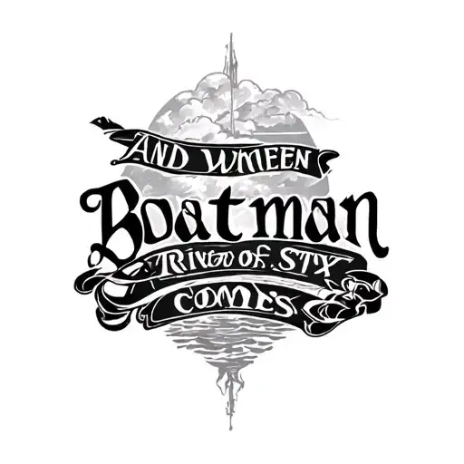 "And when the boatman comes" river of styx tattoo design idea