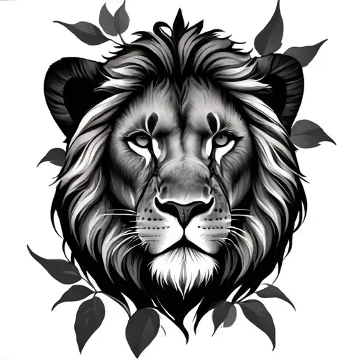 lion face, family tree, compas rose tattoo design idea