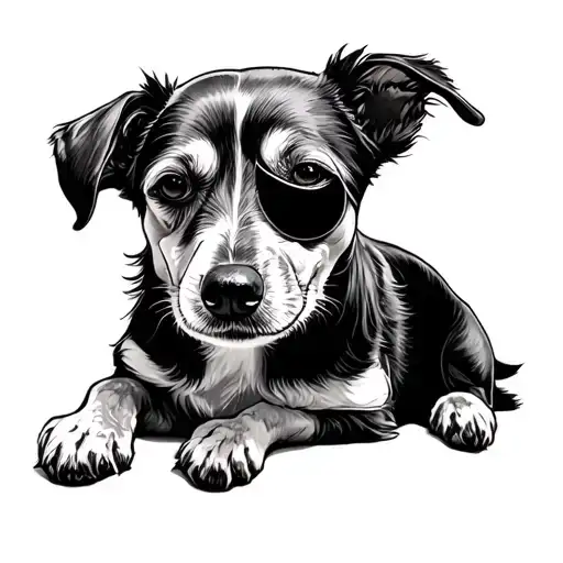 dog with eye patch tattoo design idea