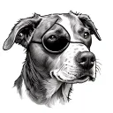 dog with eye patch tattoo design idea