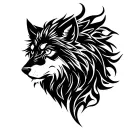 Gemini lion and wolf surrounded tattoo design idea