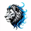 Blue Lion tattoo design idea