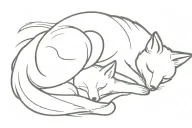 fox mother and child sleeping  tattoo design idea