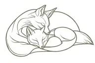fox mother and child sleeping  tattoo design idea