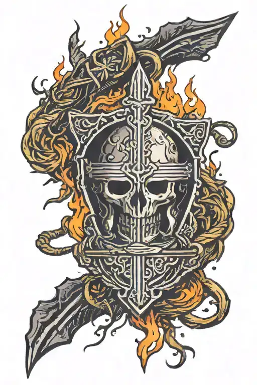 dark souls bonfire and Elden ring tattoo design idea
