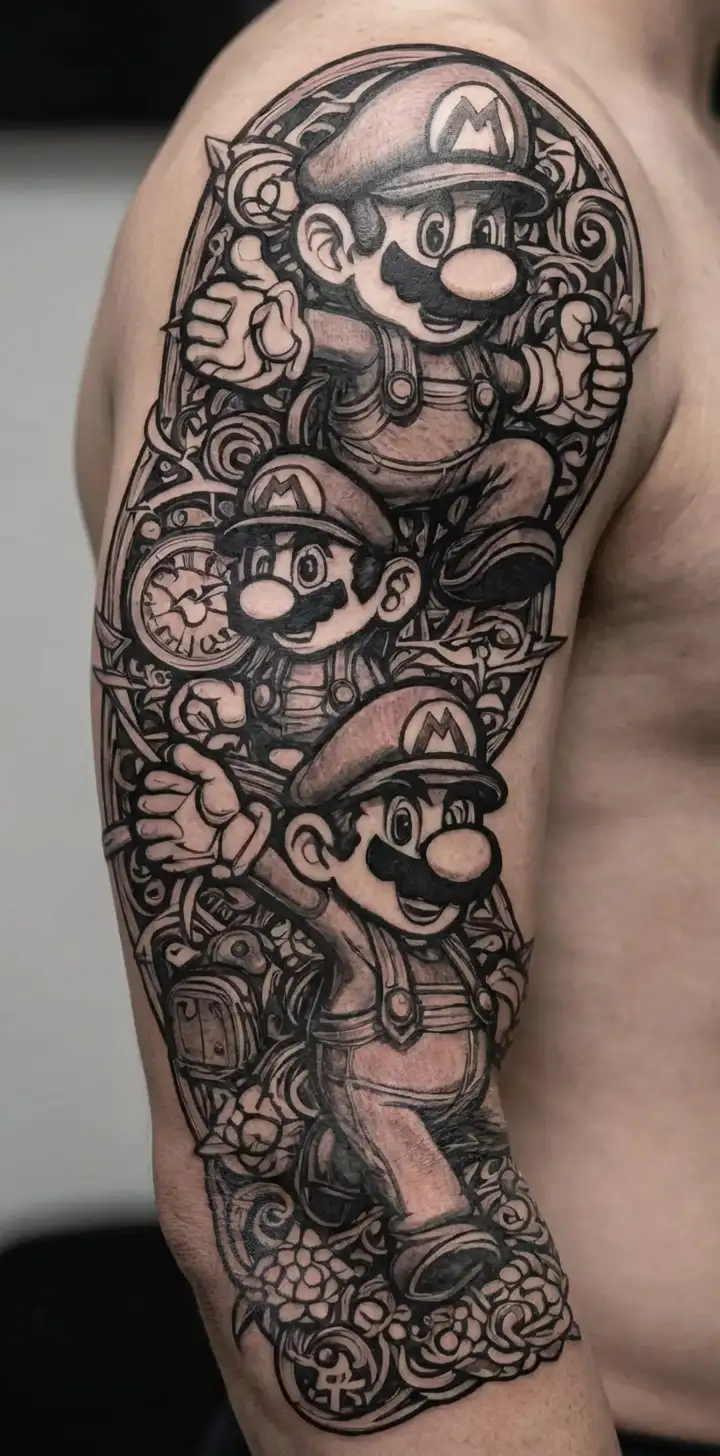 mario brothers tattoo design idea