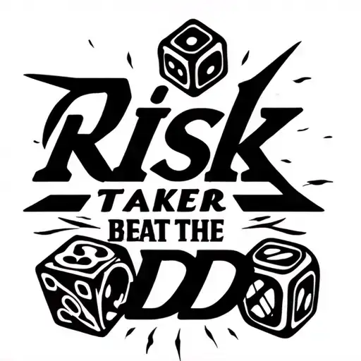 "Risk taker beat the odds" dice surrounded tattoo design idea