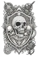 death, soûl, éclipse, shield tattoo design idea