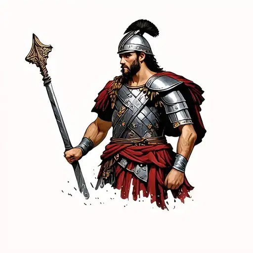 Roman soldier with grit tattoo design idea