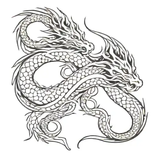 two dragons intertwining opposites tattoo design idea
