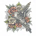 love & gunshots tattoo design idea