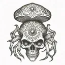 mushroom spider skull tattoo design idea