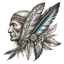 native american feathers and germany  tattoo design idea
