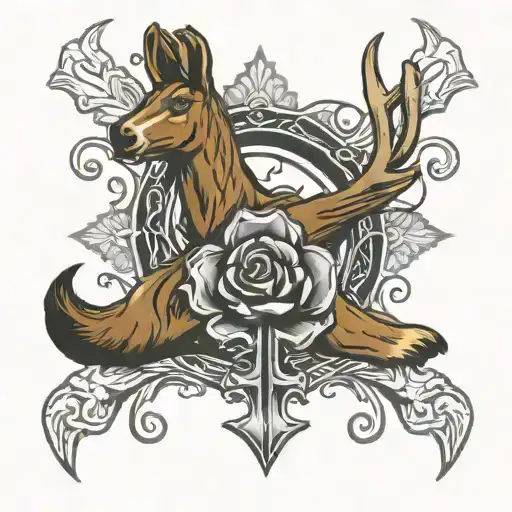 horse shoe paw print rose cross fish hook deer antler fish 4 wheeler dodge ram cowgirl western tattoo tattoo design idea