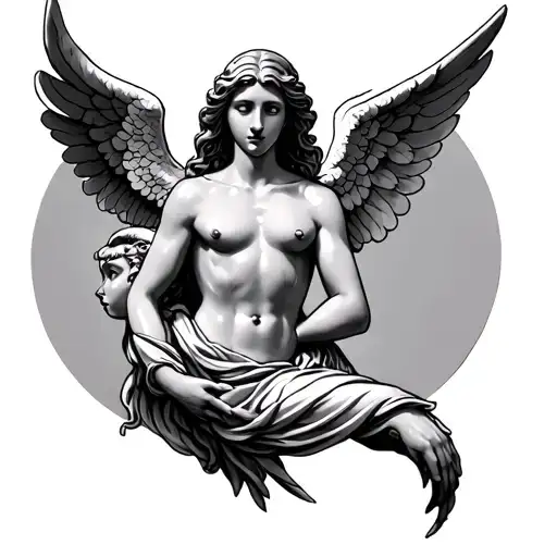 heaven gats with a angel on bicep tattoo tattoo design idea