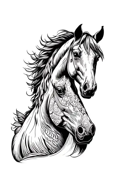 Pelas and Horses Gallos tattoo design idea