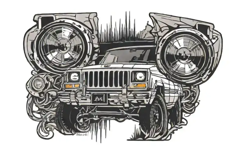Jeep Cherokee xj headlights tattoo design idea