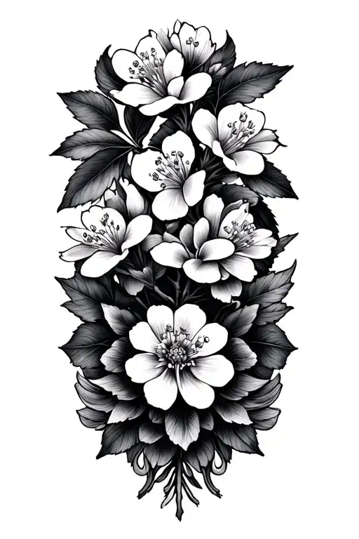 Filler cherry blossom flowers tattoo design idea