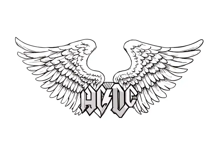 AC/DC WITH ANGEL WINGS tattoo design idea