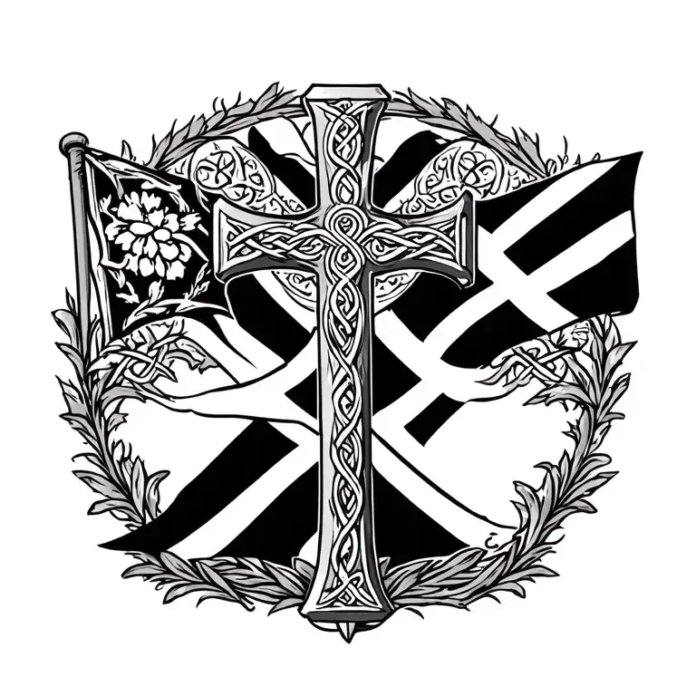 cornish celtic cross, kernow flag, cliffs tattoo design idea