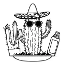 cactus with sunglasses and sombrero with beer bottle and tattoo design idea