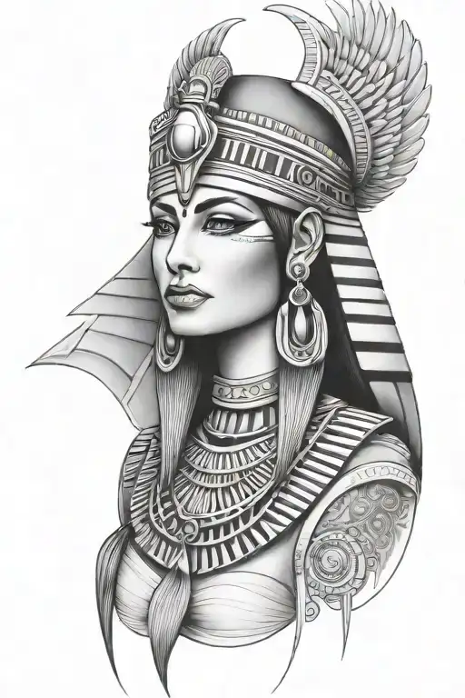 Cleopatra egyptian goddess tattoo design idea