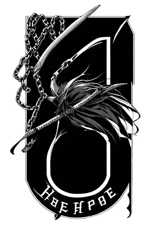 espada number 6 from bleach i also want the word hope in japanese and and a chain tattoo design idea