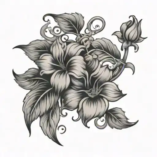 Vine magical tattoo with unique flowers tattoo design idea