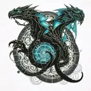 small dragons and clouds surrounding tattoo design idea