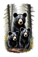 2 black bear cubs in a forest tattoo design idea