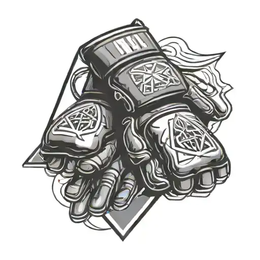 bjj triangle with mma gloves inside it tattoo design idea