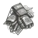 bjj triangle with mma gloves inside it tattoo design idea