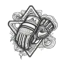 bjj triangle with mma gloves inside it tattoo design idea