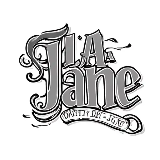 "Ada "AJ" Jane" name written tattoo design idea