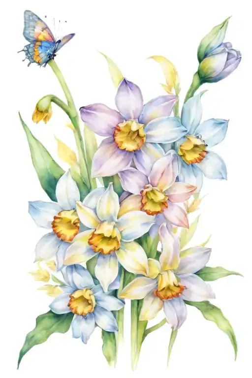 daisies and daffodils tattoo design idea