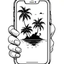 Mobile phone and island tattoo design idea