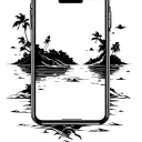 Mobile phone and island tattoo design idea
