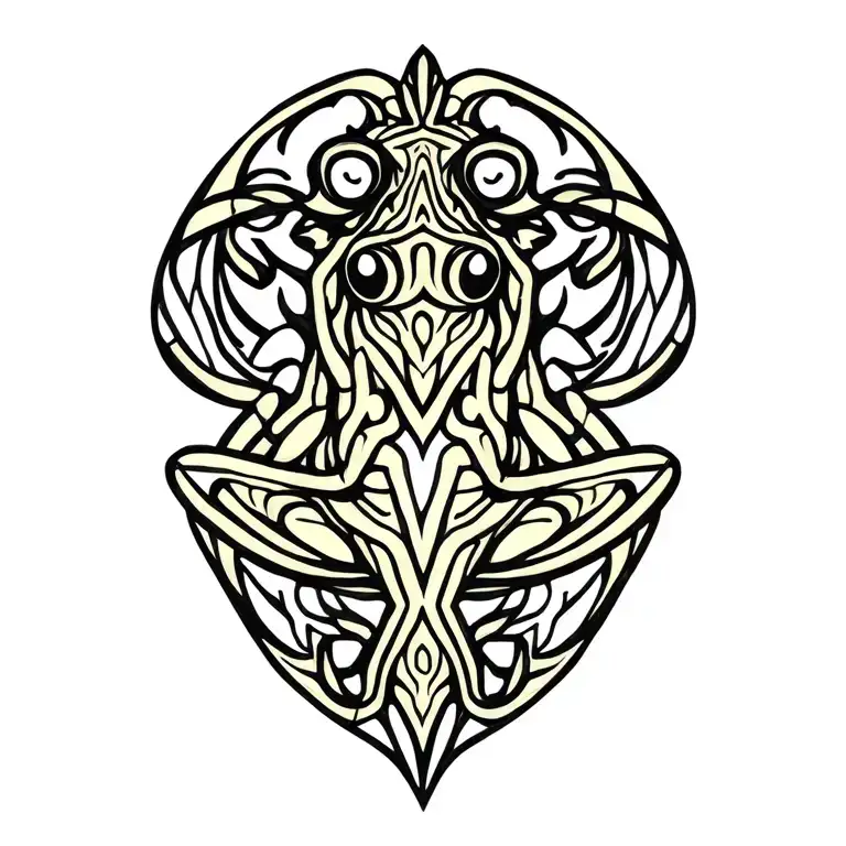 Kambo Frog, ayahuasca vines intertwining tattoo design idea
