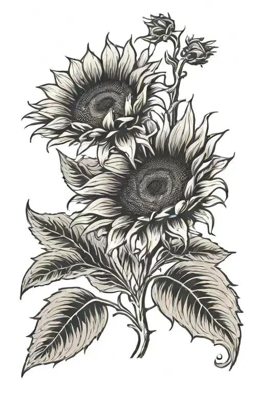 sunflower for good luck success  tattoo design idea
