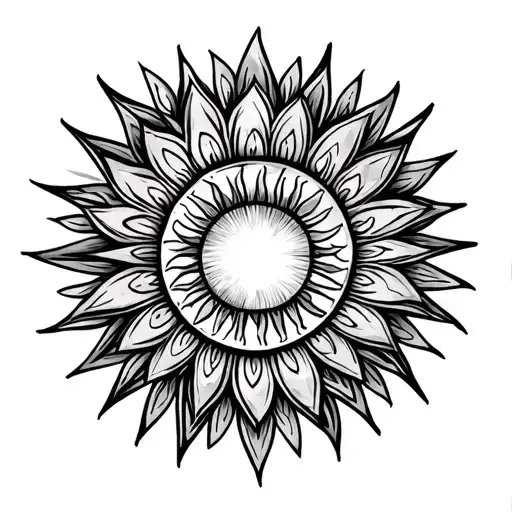 elbow tattoo with sun and pattern mandala design tattoo design idea