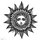 elbow tattoo with sun and pattern mandala design tattoo design idea