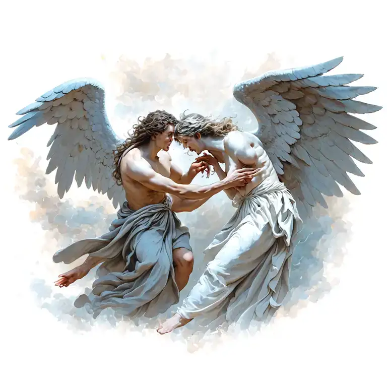 angels fighting demons tattoo design idea