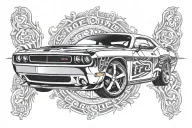 dodge challenger front view tattoo design idea
