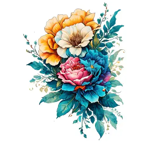 A forearm tattoo design in painterly realism style. A vertical totem layout with four components, staggered but seamless tattoo design idea